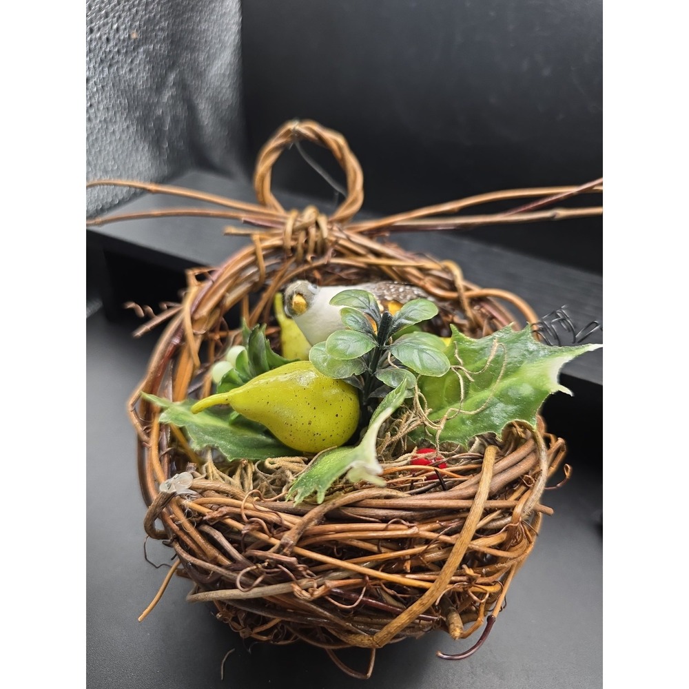 Rustic Bird Nest Wreath Christmas Ornament Holiday Decoration